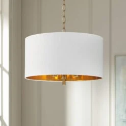 Possini Euro Rochelle 20" Wide White Drum 4-Light Pendant Light