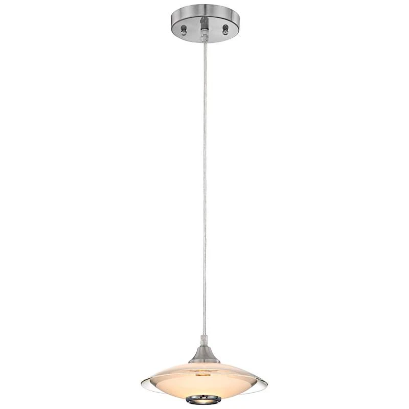 Possini Euro Satin Nickel And Glass Saucer Modern Mini Pendant Chandelier - Image 2