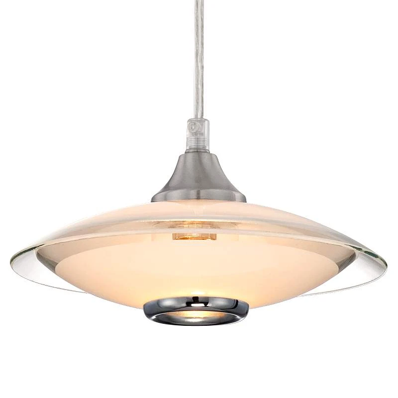 Possini Euro Satin Nickel And Glass Saucer Modern Mini Pendant Chandelier - Image 3