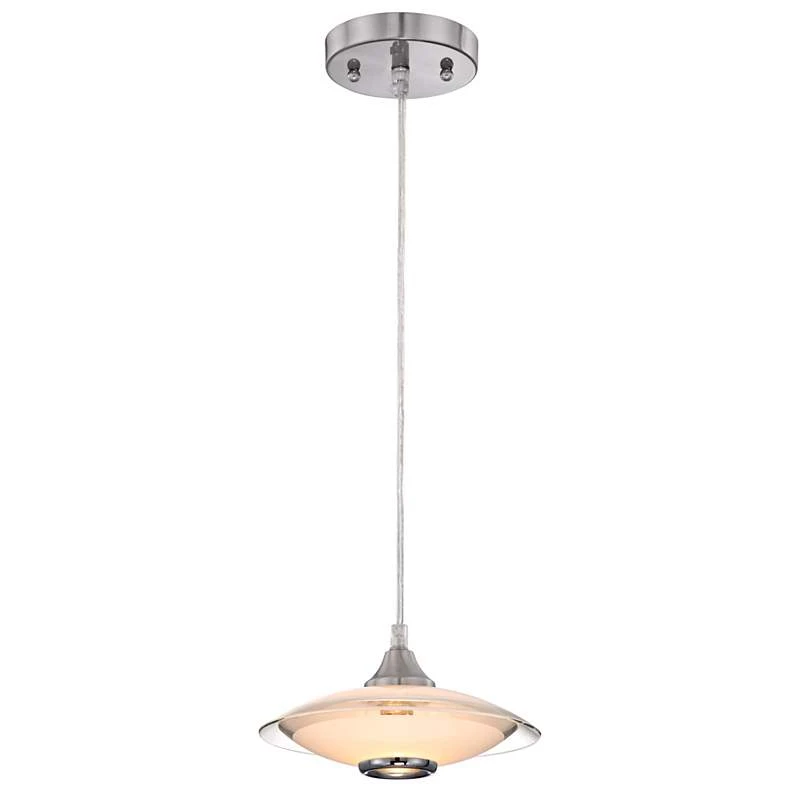 Possini Euro Satin Nickel And Glass Saucer Modern Mini Pendant Chandelier - Image 4