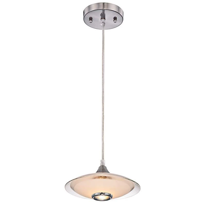 Possini Euro Satin Nickel And Glass Saucer Modern Mini Pendant Chandelier - Image 5