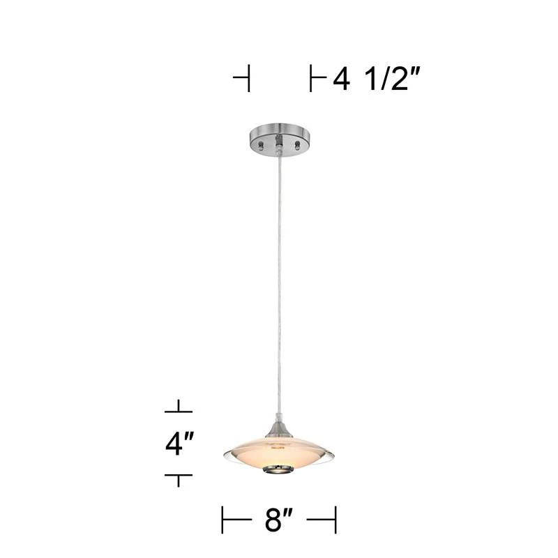Possini Euro Satin Nickel And Glass Saucer Modern Mini Pendant Chandelier - Image 6