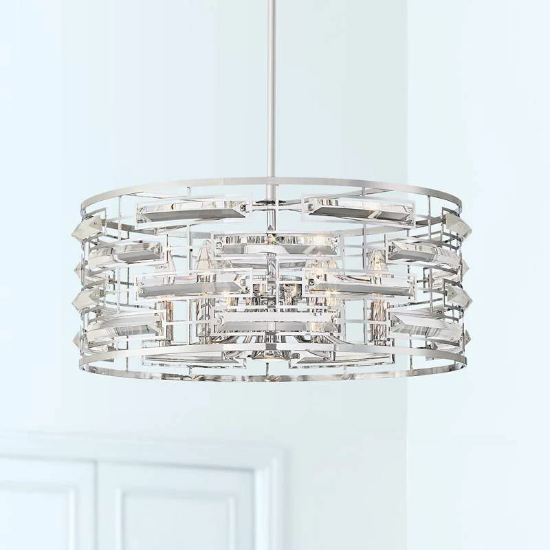 Possini Euro Smart 20" Wide Nickel And Crystal Modern Pendant Light