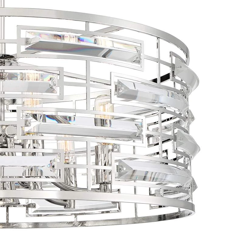 Possini Euro Smart 20" Wide Nickel And Crystal Modern Pendant Light - Image 3
