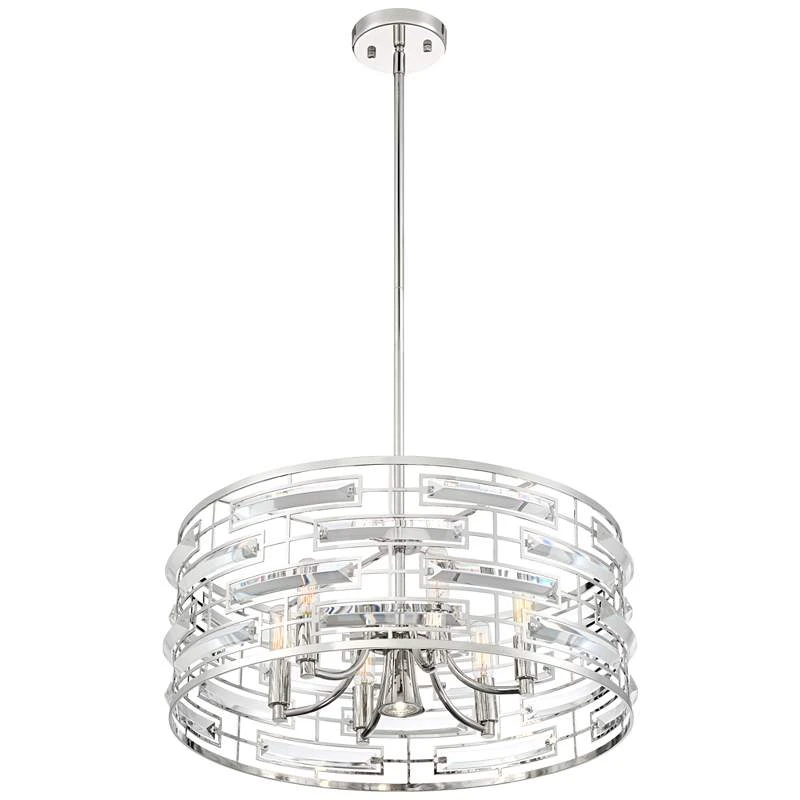 Possini Euro Smart 20" Wide Nickel And Crystal Modern Pendant Light - Image 6