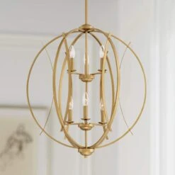 Possini Euro Spherical 24" Wide Gold 6-Light Orb Pendant