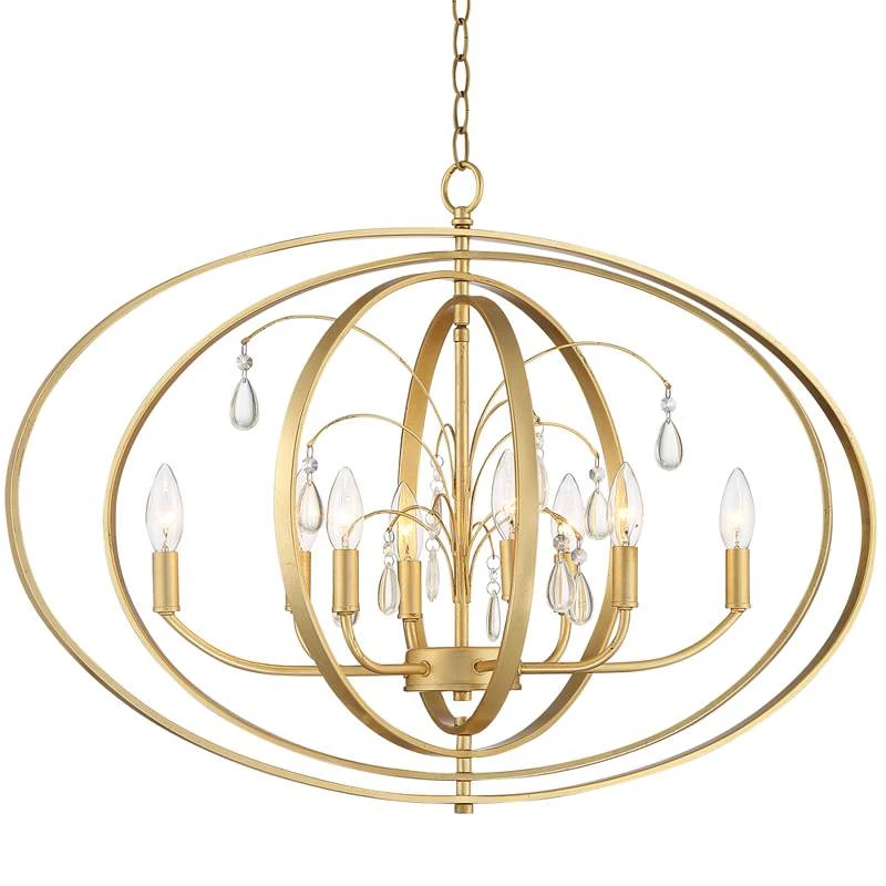 Possini Euro Tiller 32" Wide Gold Leaf 8-Light Foyer Pendant - Image 2