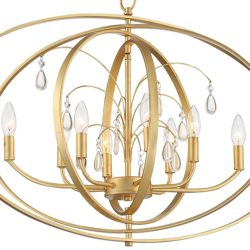 Possini Euro Tiller 32" Wide Gold Leaf 8-Light Foyer Pendant - Image 4