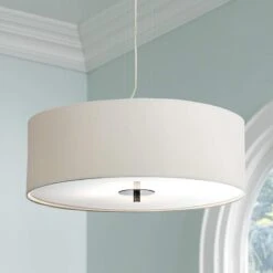 Possini Euro White Four Light 24" Wide Pendant Chandelier