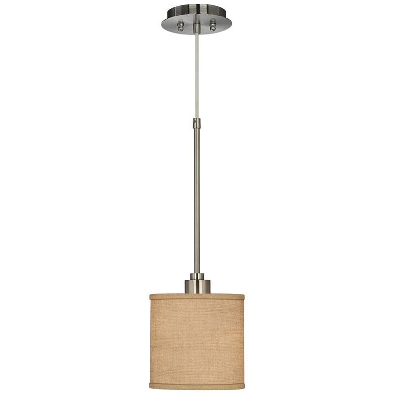 Possini Euro Woven Burlap 7" Wide Mini Pendant Light - Image 2