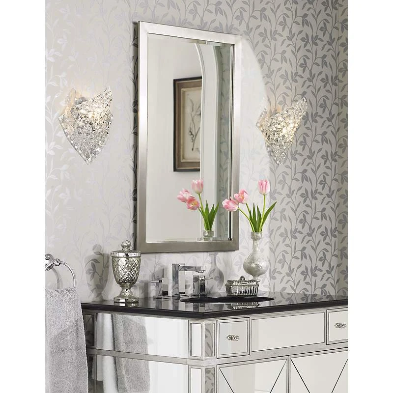 Possini Euro Metzeo 33" X 22" Brushed Nickel Wall Mirror