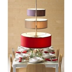 Red Textured Polyester 16" Wide Pendant Chandelier